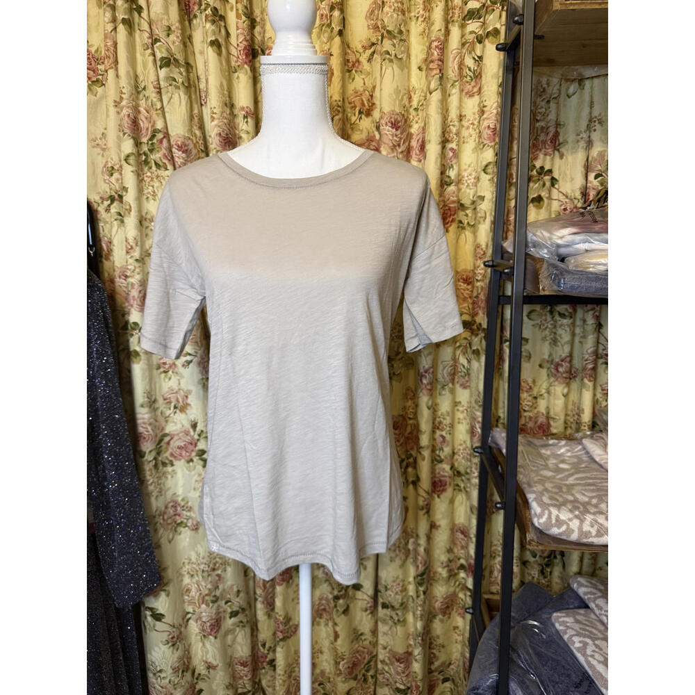 Barefoot Dreams Malibu Collection Casual Light Beige Short Sleeve T-Shirt Small